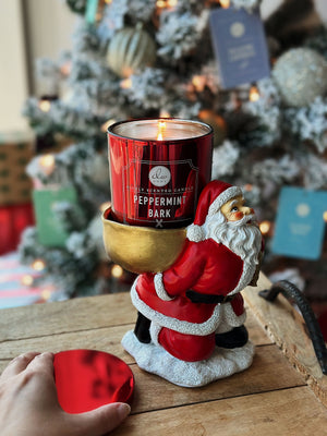 Santa Candle Holder w/ Peppermint Bark