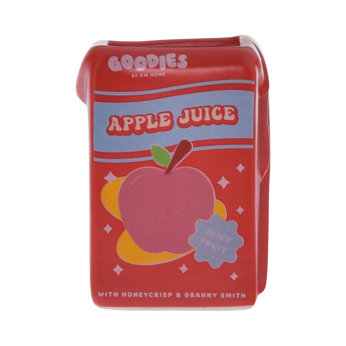 Red, ceramic apple juice box candle