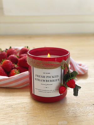 Fresh Picked Strawberries Candle SIngle Wick