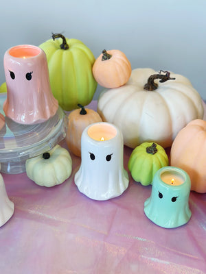 Haunted Marshmallow Cocoa Ghost Ceramic Candle Single Wick