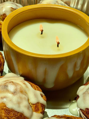 Frosted Cinnamon Bun Ceramic Candle Double Wick